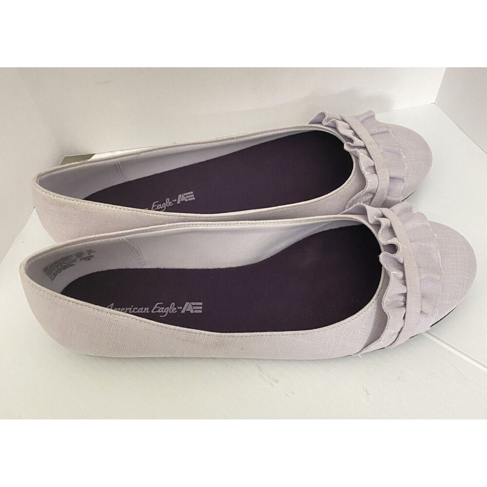 American Eagle Shoes Womens 9.5 Slip On Ballet Flats Purple Comfort Bow